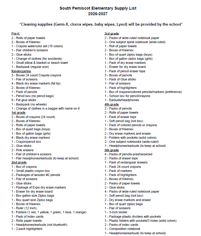 Supply List 2026-2027